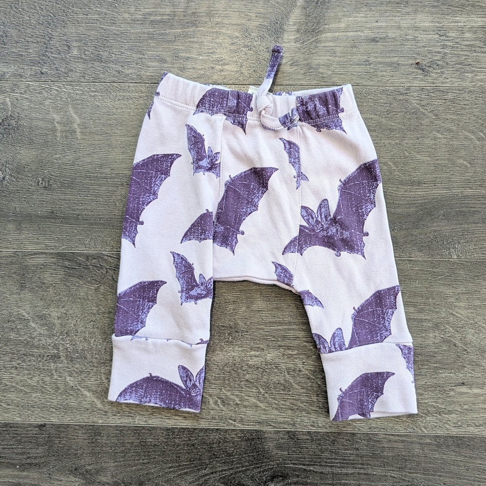 Kate Quinn Purple Bat Print Baby Halloween Pants